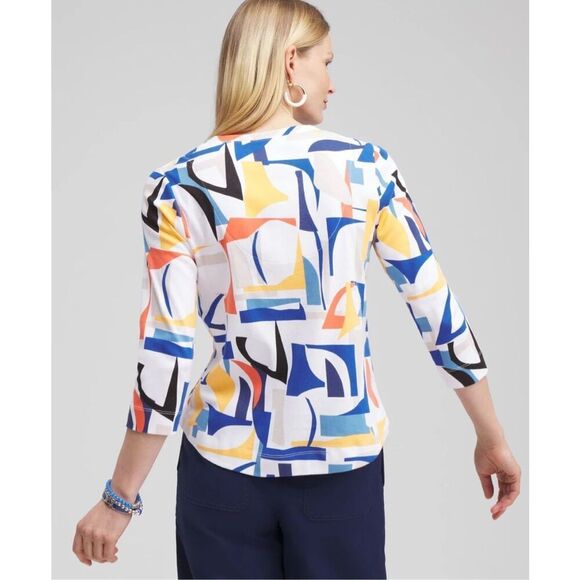 Chico’s Abstract Everyday 3/4 Sleeve Tee Size 4 US XXL‎ NWOT - Picture 4 of 10